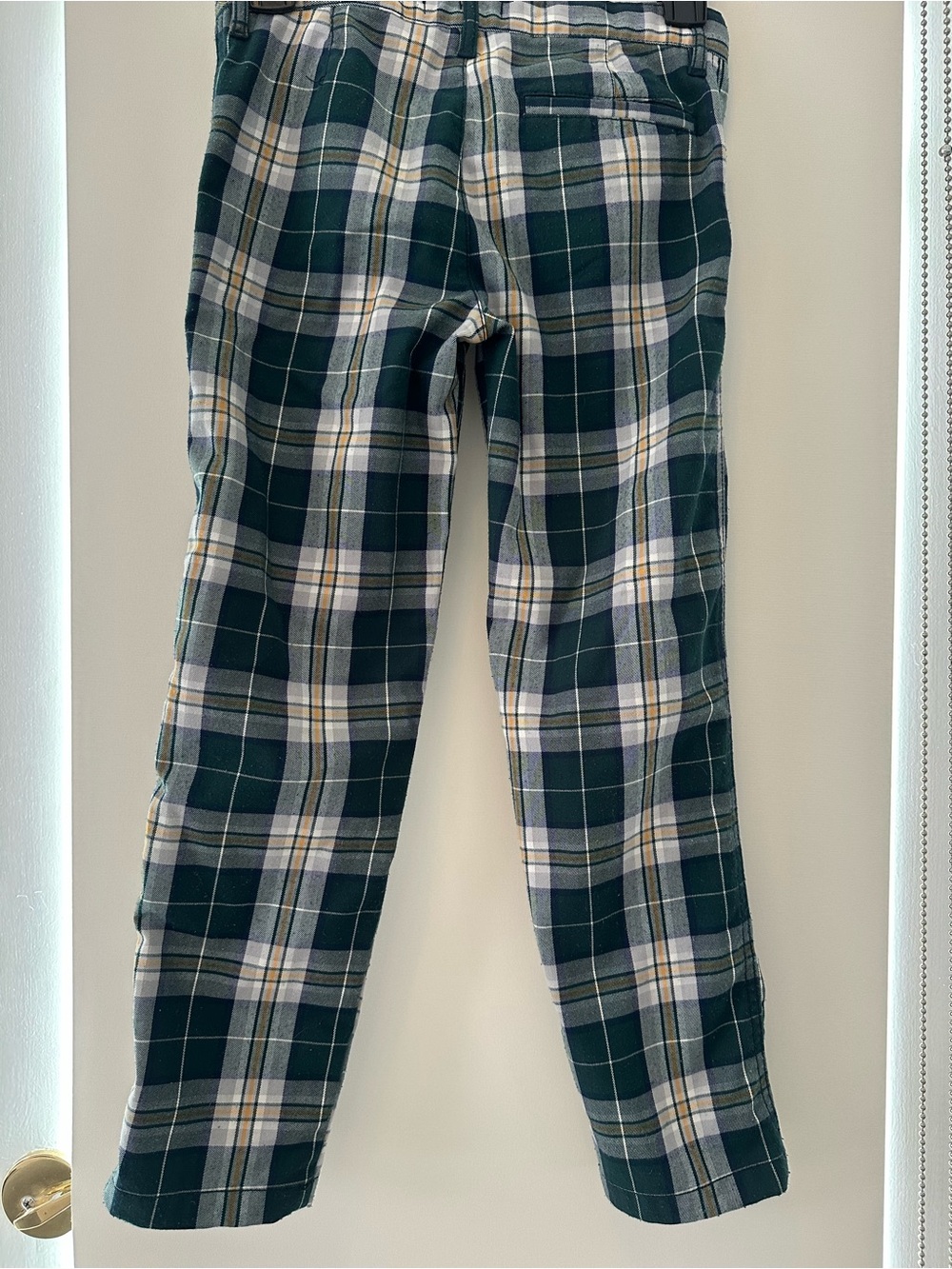 Nordstrom Green Plaid Kids Pants with White & Tan Checks